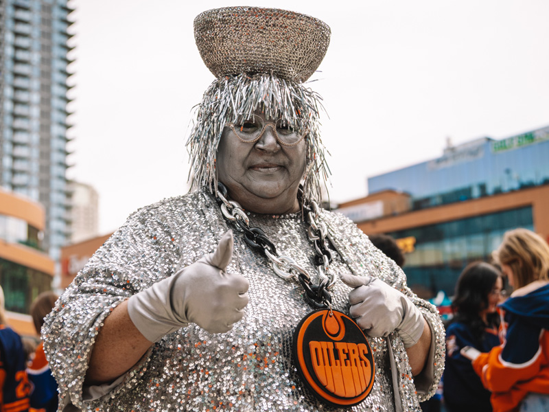Mama Stanley gives thumbs up to camera