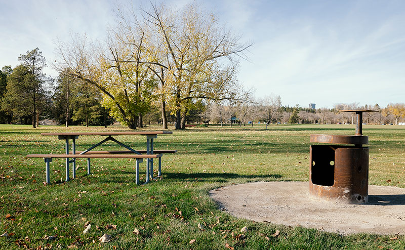 Open space drop-in picnic site with fire pit