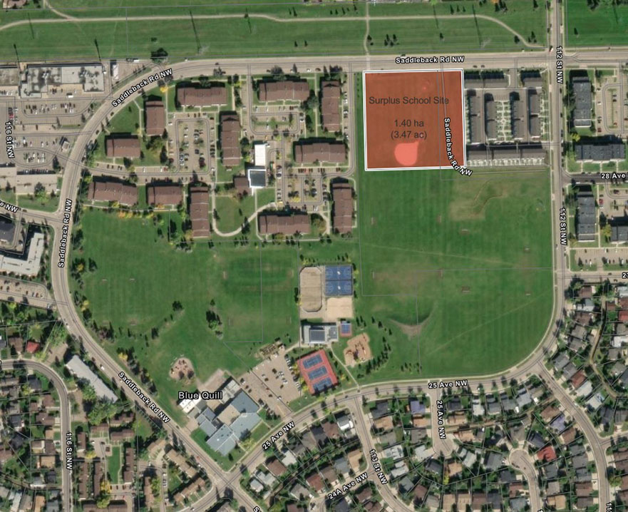 Aerial view of Blue Quill surplus school site