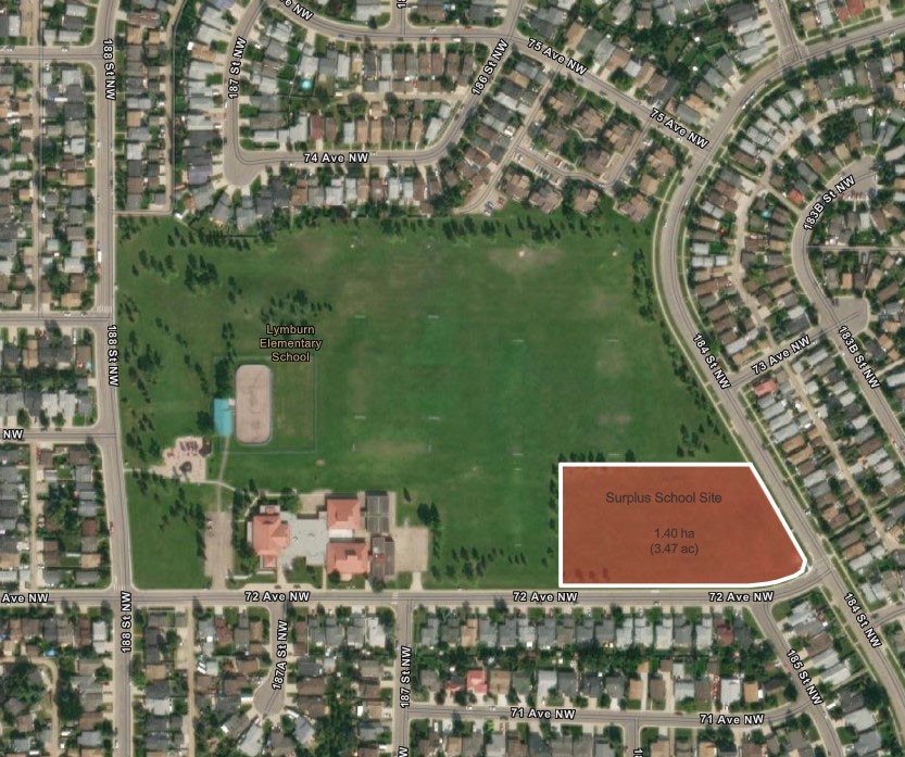 Aerial view of Lymburn surplus school site