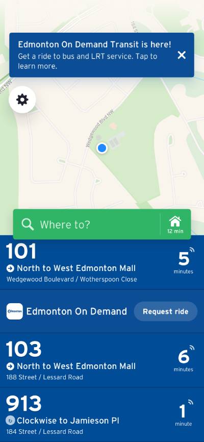 Transit App Screenshot - Nearby Map