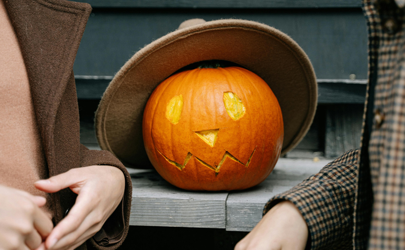 A carved pumpkin